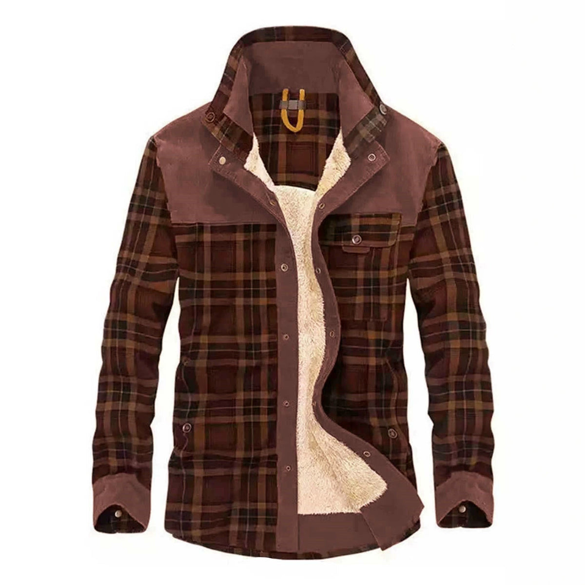 Veste homme à carreaux doublée col montant