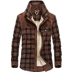 Veste homme à carreaux doublée col montant