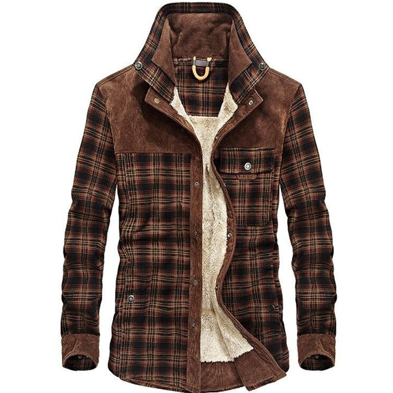 Veste homme à carreaux doublée col montant