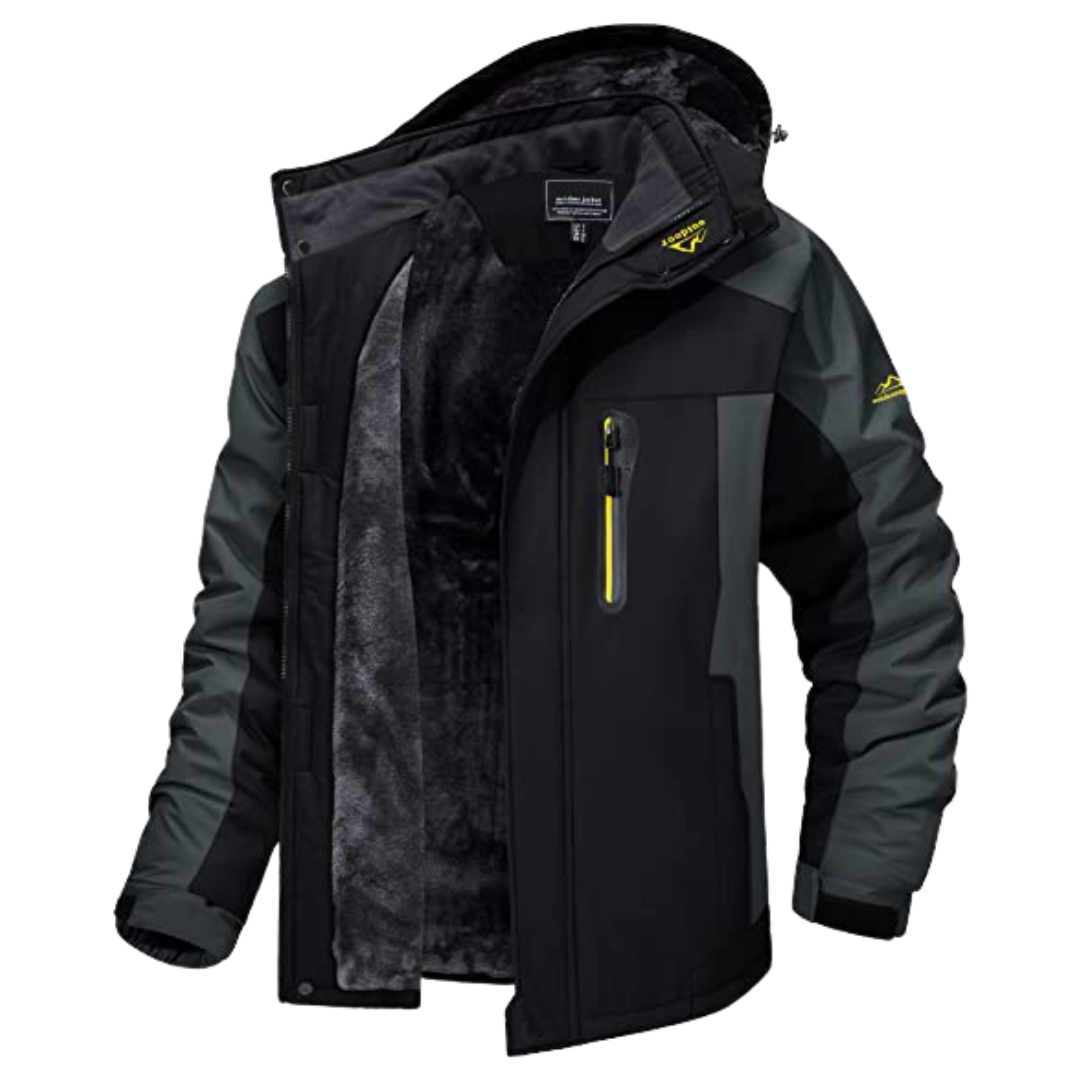 Veste homme doublée à capuche col montant zippée