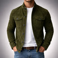 Veste homme effet daim col montant boutonnée