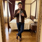 Veste homme effet daim col montant boutonnée