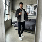 Veste homme effet daim col montant boutonnée