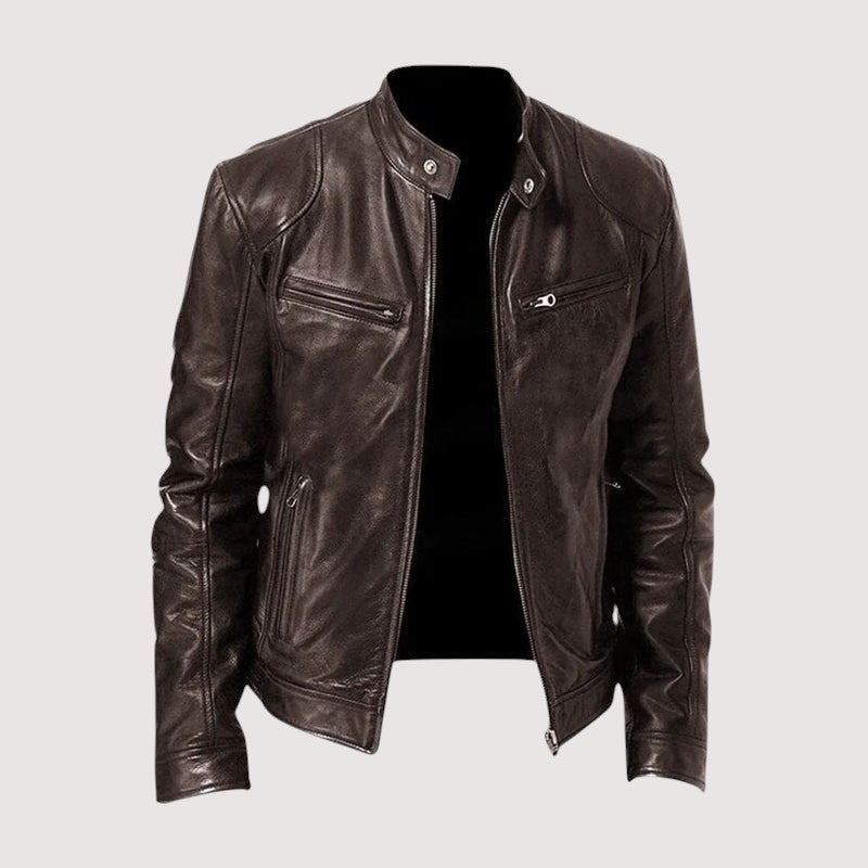 Veste homme en cuir zippée
