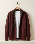 Veste homme en maille zippée col montant