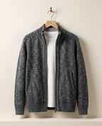 Veste homme en maille zippée col montant