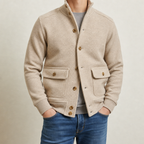 Veste homme maille col montant boutonnée