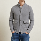 Veste homme maille col montant boutonnée