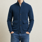 Veste homme maille col montant boutonnée