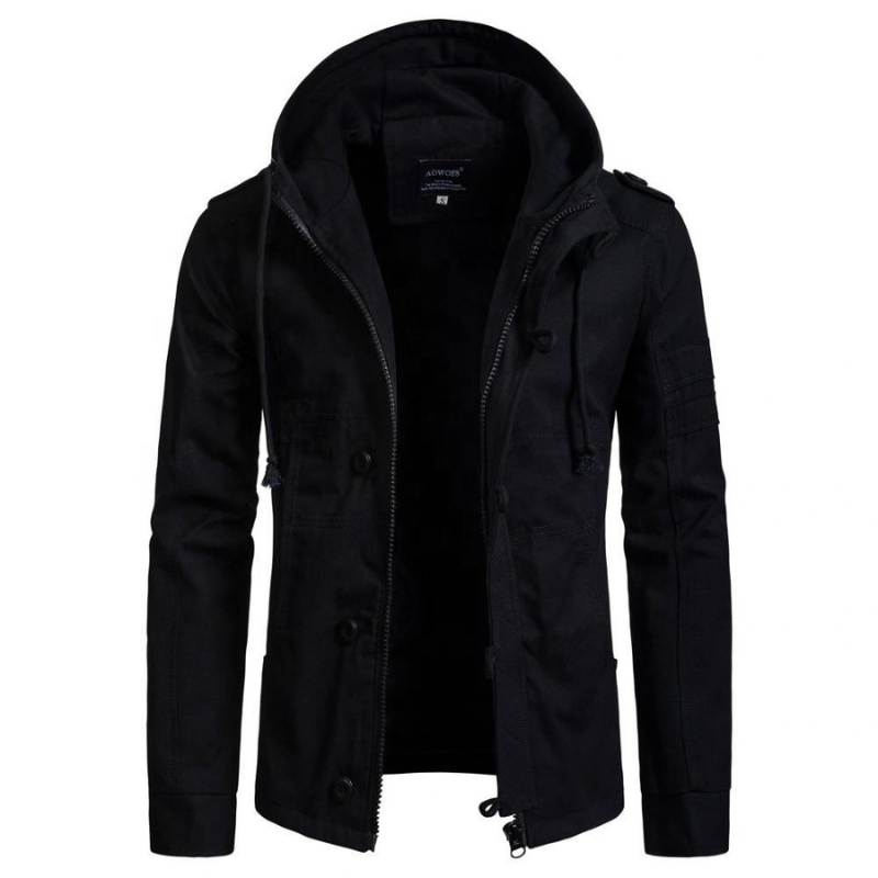 Veste homme toile doublée à capuche zippée