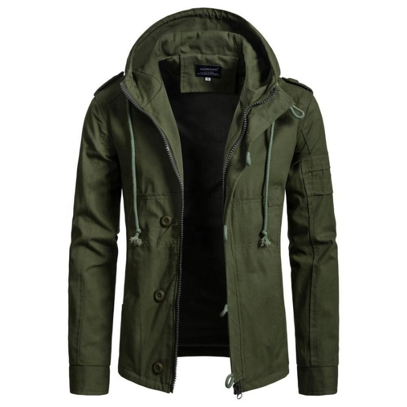 Veste homme toile doublée à capuche zippée