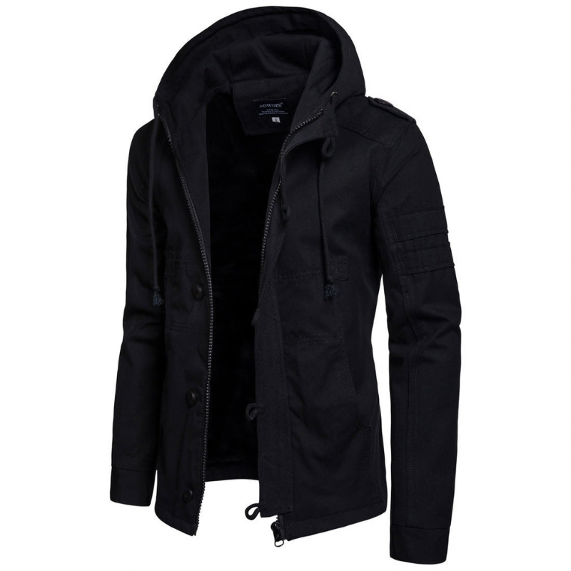 Veste homme toile doublée à capuche zippée
