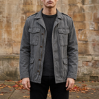 Veste homme toile col à revers zippée