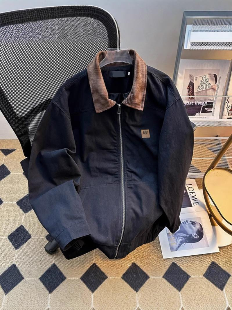 Veste homme zippée à col contrasté