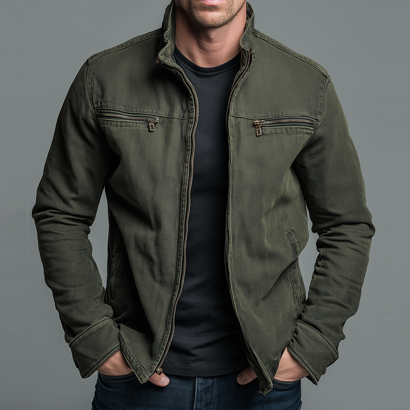 Veste homme zippée à col montant